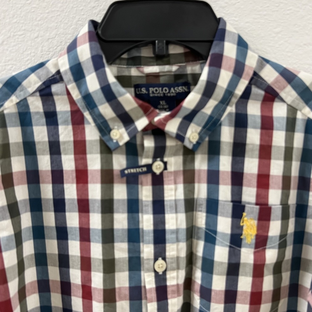 NEW! Boys U.S. Polo Assn. Long Sleeve Button Down Plaid Shirt. Size 14-16 XL